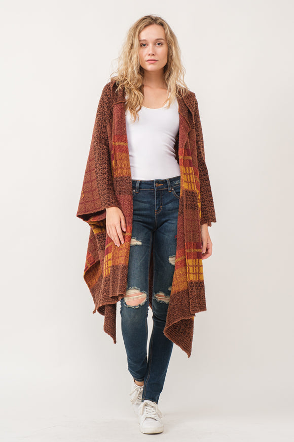 RAJ CARRIE HOODED PONCHO RUANA BURNT UMBER - quetzals