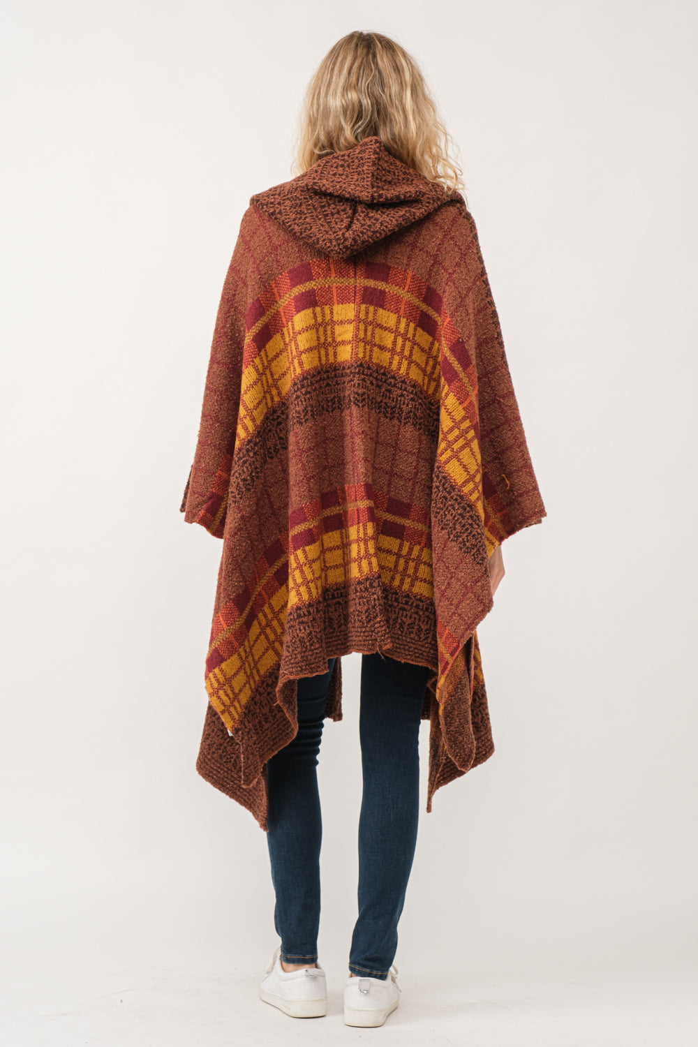 RAJ CARRIE HOODED PONCHO RUANA BURNT UMBER - quetzals