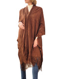 RAJ NELLIA CROCHET BORDER PONCHO RUANA RUST - quetzals