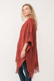 RAJ NELLIA CROCHET BORDER PONCHO RUANA RUST - quetzals