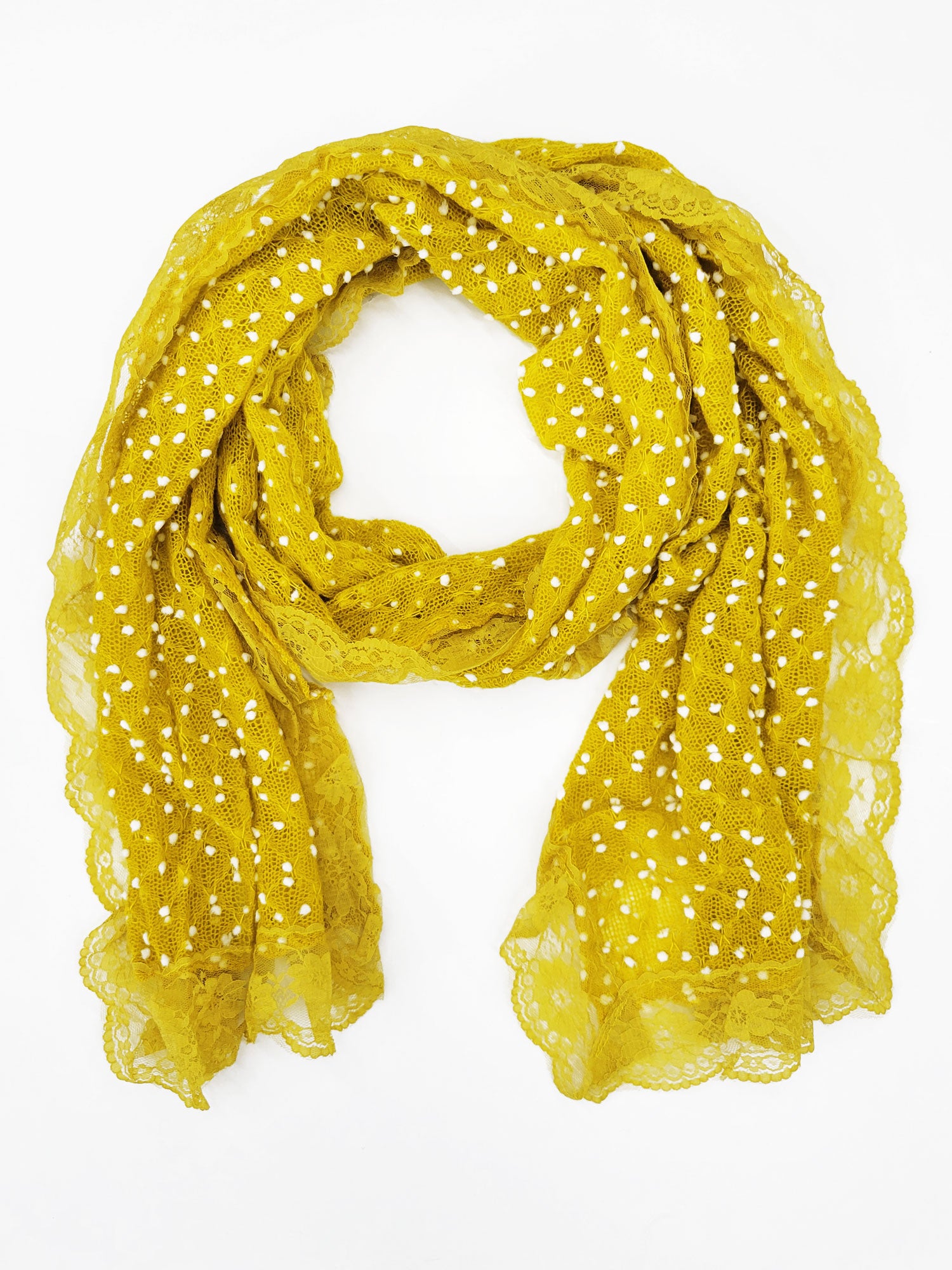 RAJ LILY POLKA DOT LACE TRIM SCARF 3 COLORS - quetzals