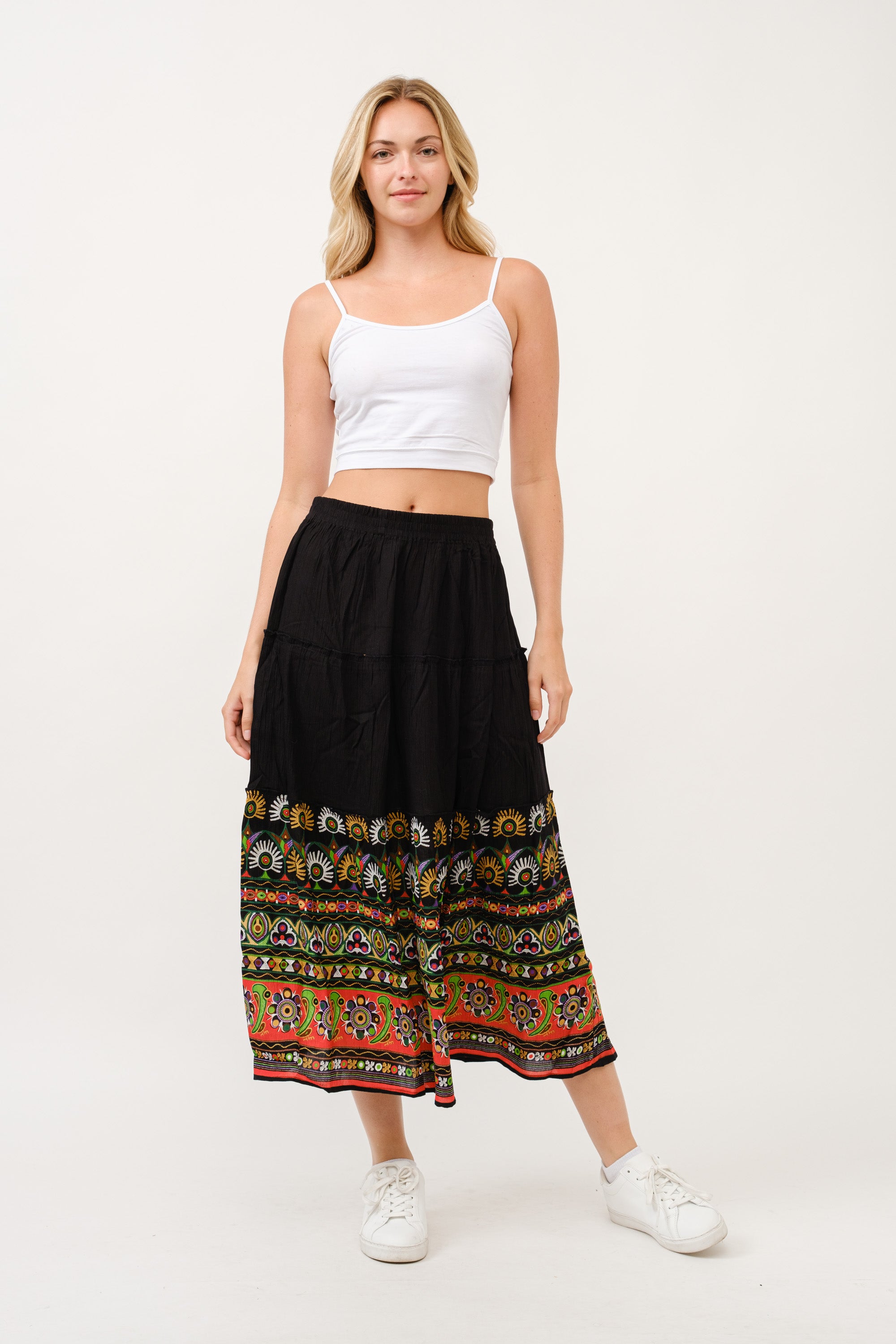 RAJ ELIA CONTRAST PRINT SKIRT