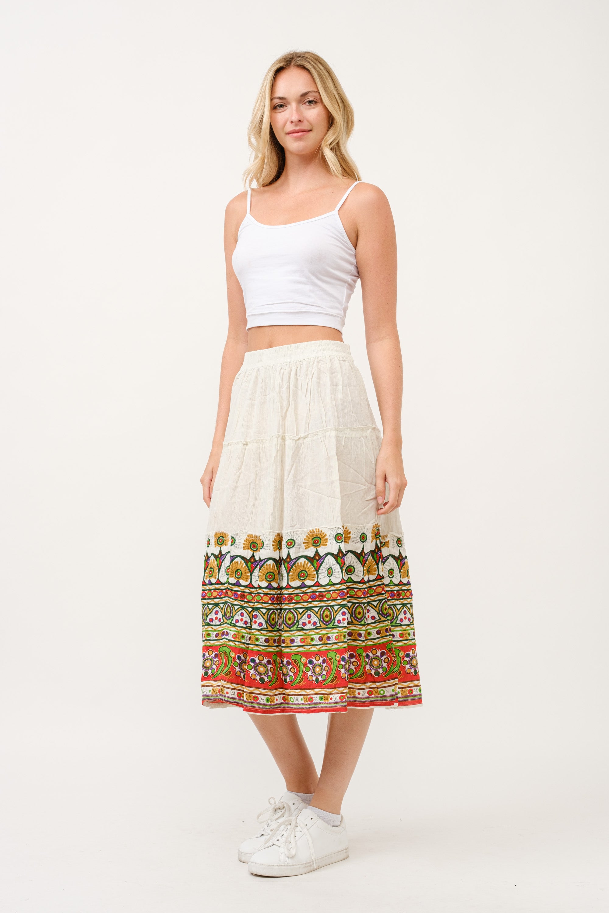 RAJ ELIA CONTRAST PRINT SKIRT