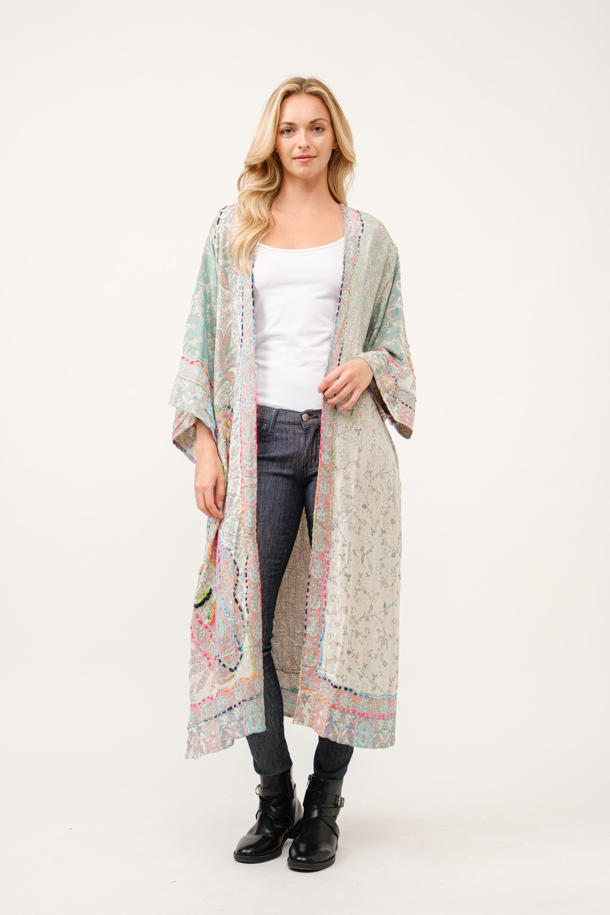 RAJ CAPRICE THICK STITCH EMBROIDERED DUSTER