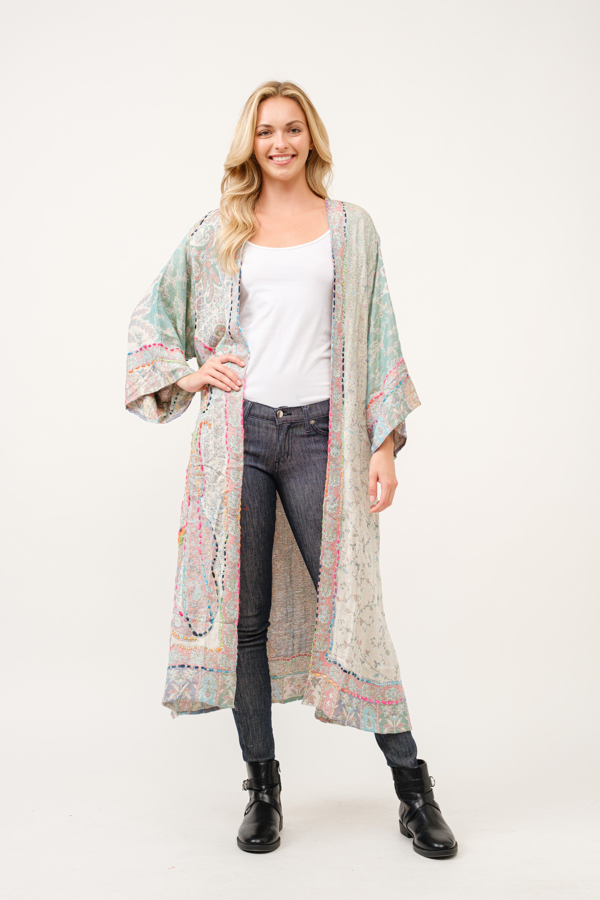 RAJ CAPRICE THICK STITCH EMBROIDERED DUSTER