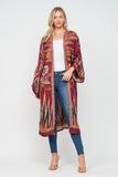 RAJ MARIA CARMINE ORAGE THICK STITCH EMBROIDERED DUSTER - quetzals