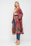 RAJ MARIA CARMINE ORAGE THICK STITCH EMBROIDERED DUSTER - quetzals