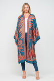 RAJ MARIA CERULEAN ORANGE THICK STITCH EMBROIDERED DUSTER - quetzals