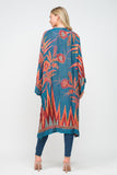 RAJ MARIA CERULEAN ORANGE THICK STITCH EMBROIDERED DUSTER - quetzals