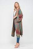 RAJ MARIA TEAL THICK STITCH EMBROIDERED DUSTER - quetzals