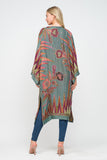 RAJ MARIA TEAL THICK STITCH EMBROIDERED DUSTER - quetzals