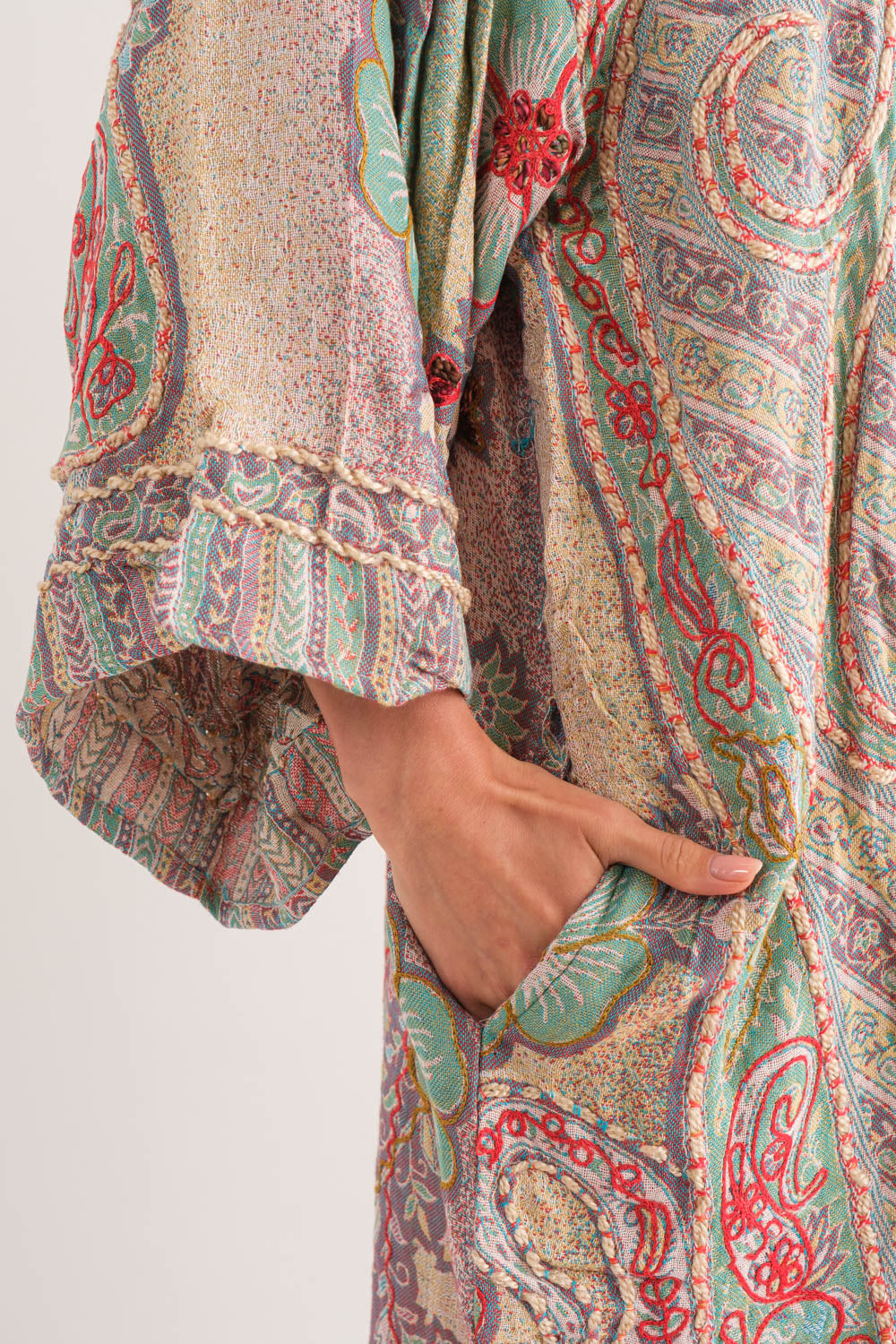 RAJ MARLEY THICK STITCH EMBROIDERED DUSTER - quetzals