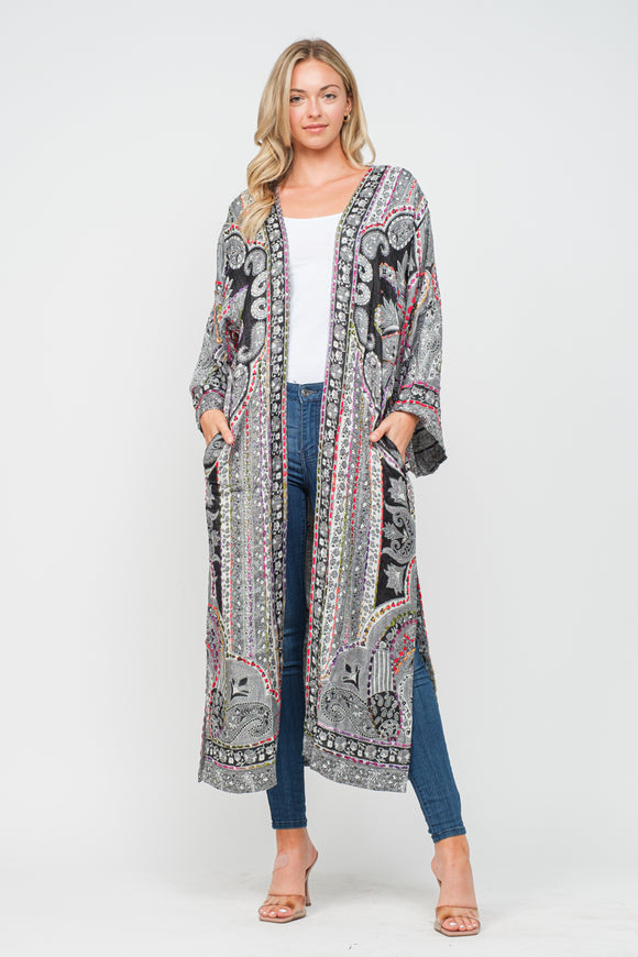 RAJ MERCEDES THICK STITCH EMBROIDERED DUSTER - quetzals