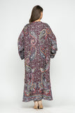 RAJ SIERRA THICK STITCH EMBROIDERED DUSTER AUBERGINE PLUS SIZE