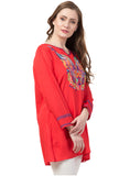 RAJ BLAZE SCARLET EMBOIRDERED TOP - quetzals