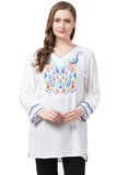 RAJ BLAZE WHITE EMBOIRDERED TOP - quetzals