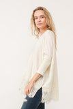 VALERIE CREWNECK DOLMAN SLEEVE TOP WITH LACE BORDER - quetzals