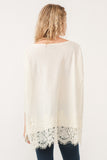 VALERIE CREWNECK DOLMAN SLEEVE TOP WITH LACE BORDER - quetzals