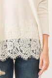 VALERIE CREWNECK DOLMAN SLEEVE TOP WITH LACE BORDER - quetzals