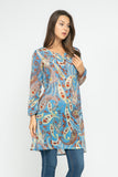 RAJ CASSIE SKY BLUE PRINTED TUNIC - quetzals