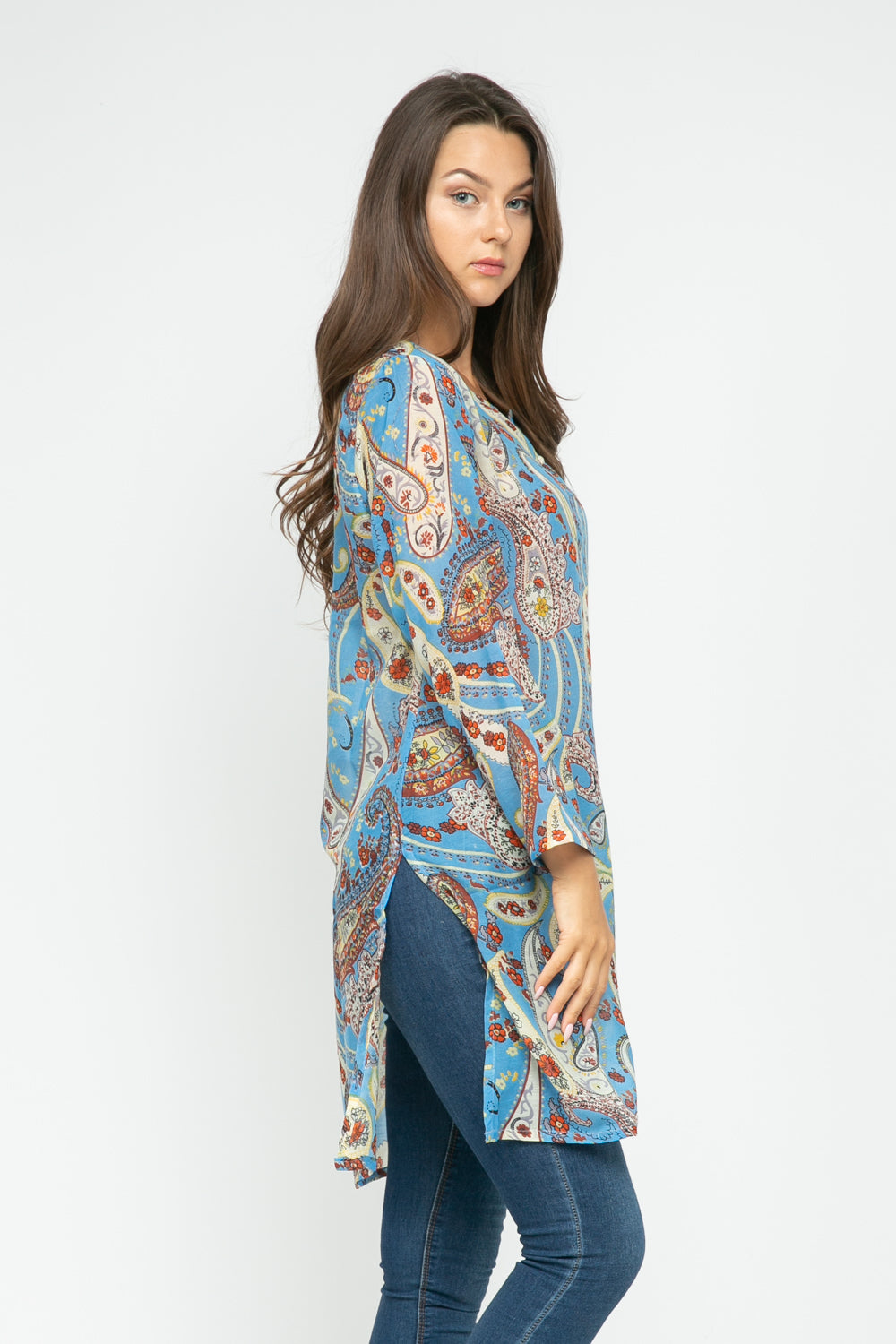 RAJ CASSIE SKY BLUE PRINTED TUNIC - quetzals