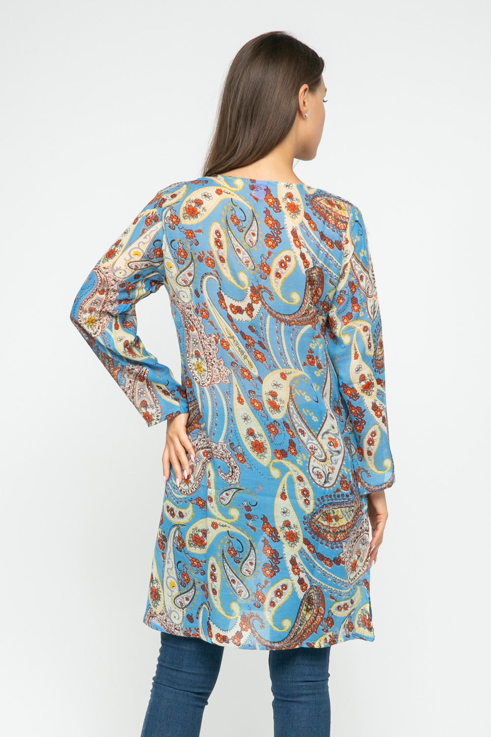 RAJ CASSIE SKY BLUE PRINTED TUNIC - quetzals