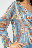 RAJ CASSIE SKY BLUE PRINTED TUNIC - quetzals