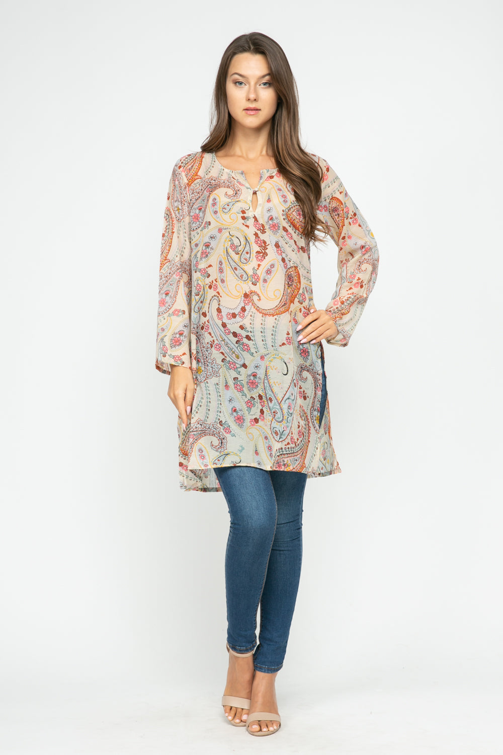 RAJ CASSIE VANILLA PRINTED TUNIC - quetzals