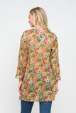 RAJ CINDY GREEN PRINTED EMBROIDERED TUNIC - quetzals