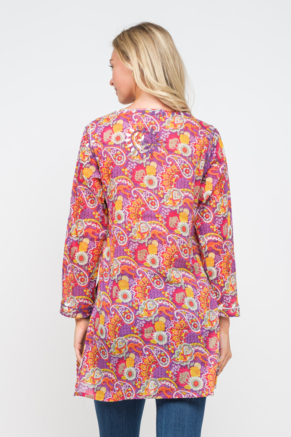 RAJ CINDY MAUVE PRINTED EMBROIDERED TUNIC - quetzals