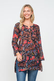 RAJ CORSICA PRINTED EMBROIDERED TUNIC - quetzals