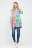 RAJ EDEN PRINTED EMBROIDERED TUNIC - quetzals