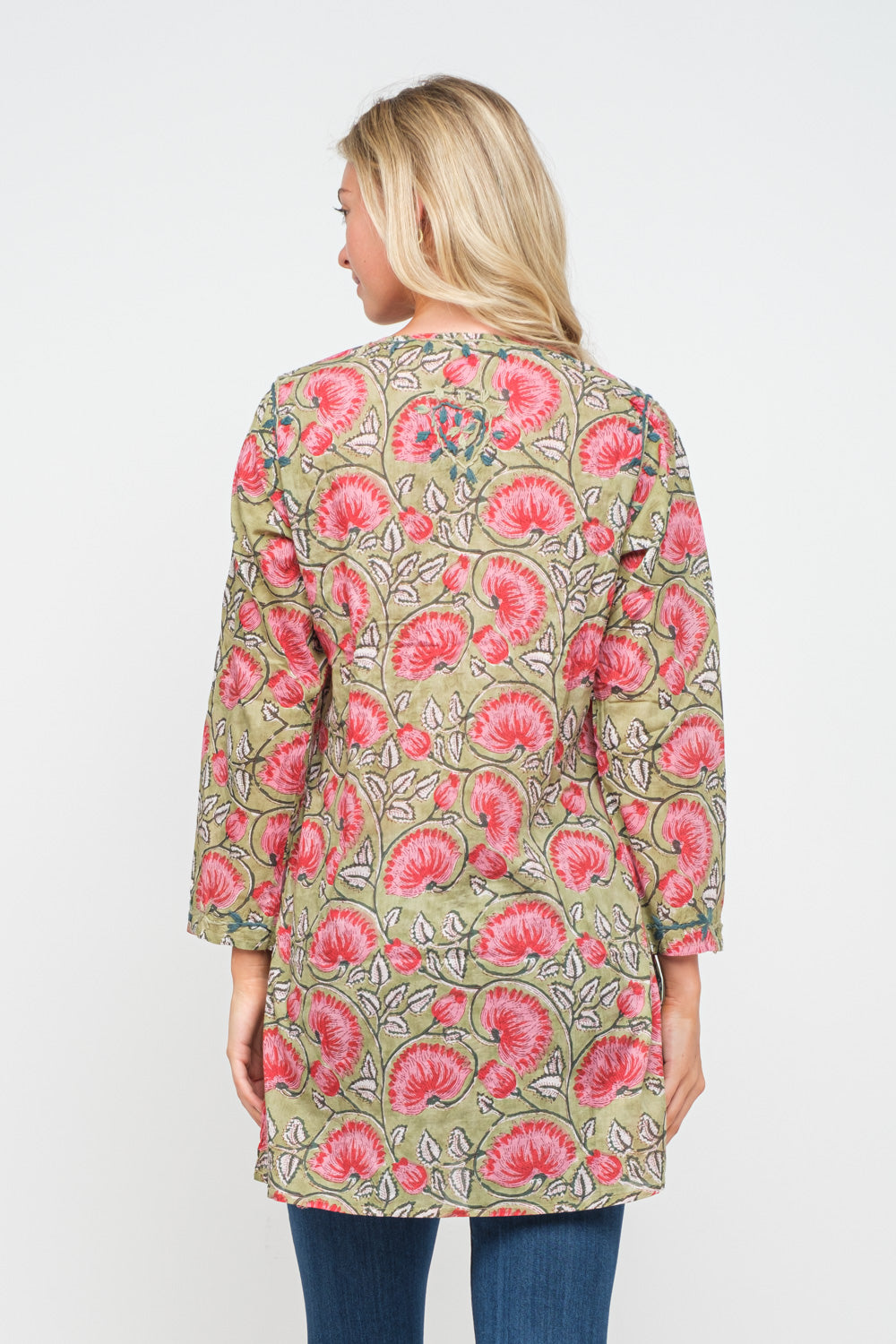 RAJ ERICA PRINTED EMBROIDERED TUNIC - quetzals