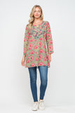 RAJ ERICA PRINTED EMBROIDERED TUNIC - quetzals