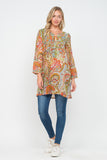 RAJ GABRIELLE PRINTED EMBROIDERED TUNIC - quetzals