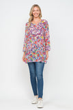 RAJ IRENE AMETHYST PRINTED EMBROIDERED TUNIC - quetzals