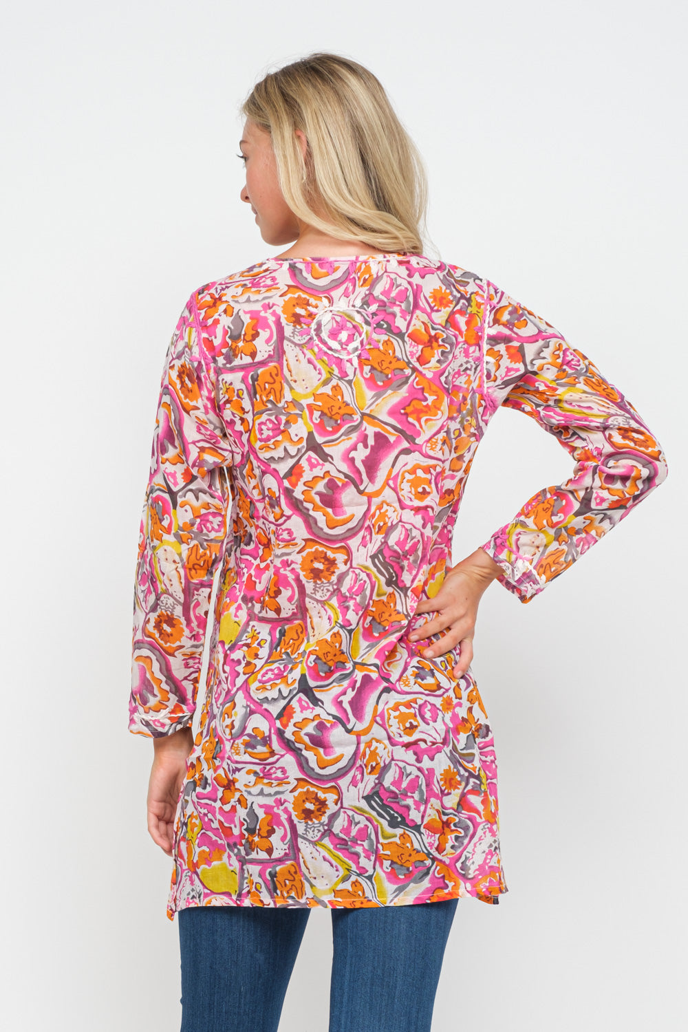 RAJ IRENE MAUVE PRINTED EMBROIDERED TUNIC - quetzals