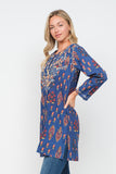 RAJ IRIS BLUE EMBROIDERED TUNIC - quetzals