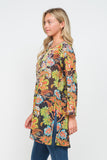 RAJ JANE BLACK/MULTI PRINTED EMBROIDERED TUNIC - quetzals