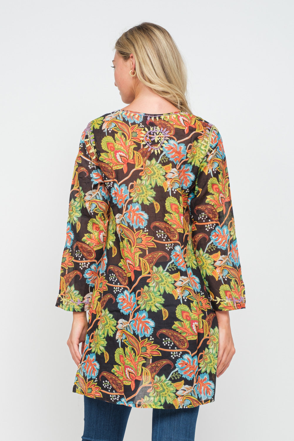 RAJ WILDFLOWER EMBROIDERED TUNIC - quetzals