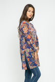 RAJ JANE COBALT PRINTED EMBROIERED TUNIC - quetzals