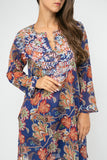 RAJ JANE COBALT PRINTED EMBROIERED TUNIC - quetzals