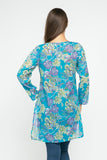 RAJ JANE TURQUOISE/MULTI PRINTED EMBROIDERED TUNIC - quetzals