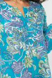 RAJ JANE TURQUOISE/MULTI PRINTED EMBROIDERED TUNIC - quetzals