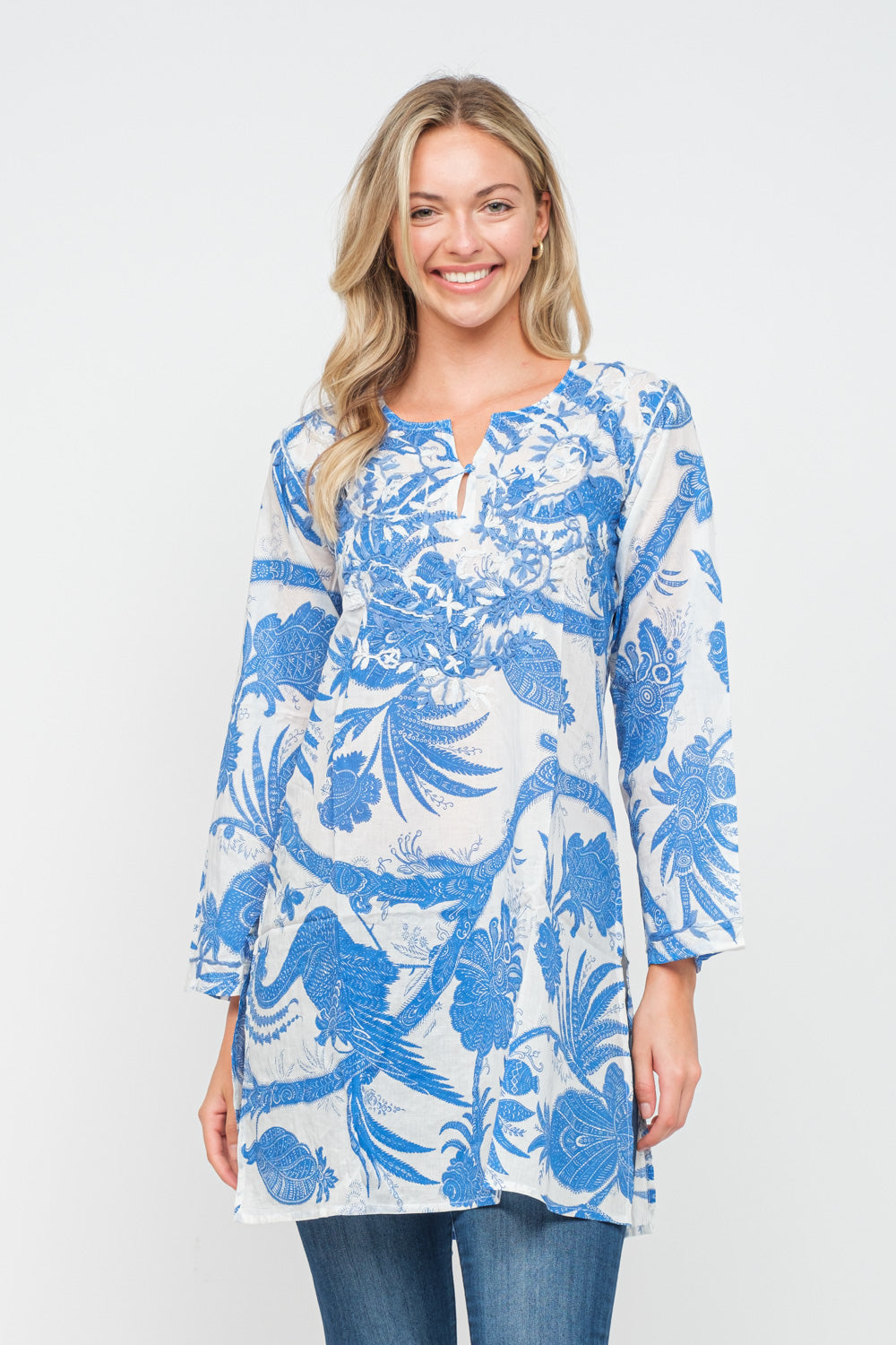 RAJ JESSICA PRINTED EMBROIERED TUNIC - quetzals