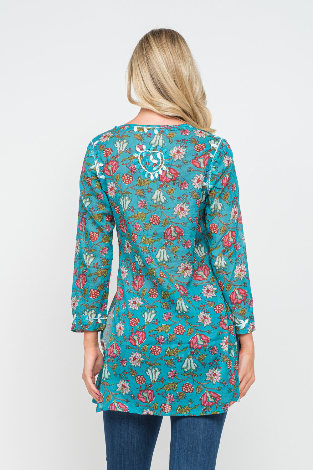 RAJ KASIA MAUVE PRINTED EMBROIDERED TUNIC - quetzals