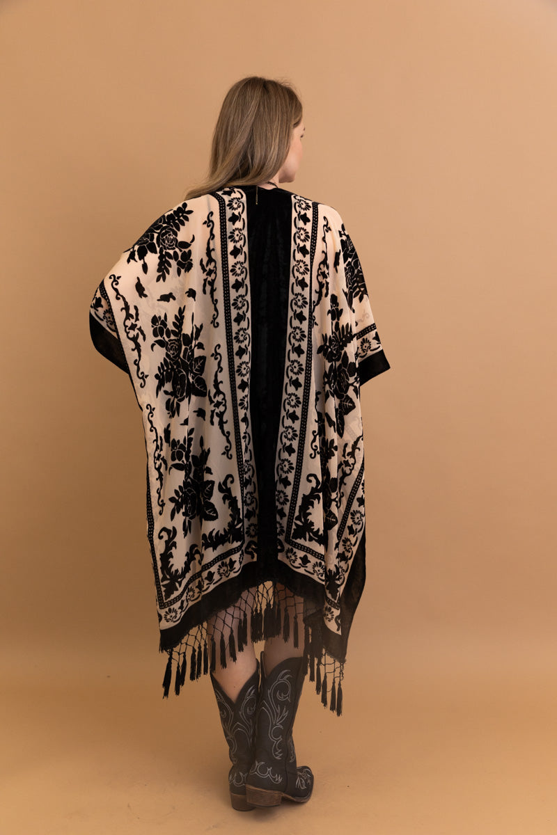 Lush Velvet Mesh Tapestry Kimono