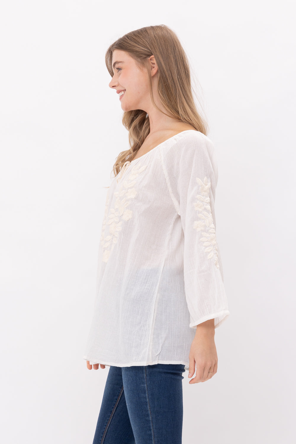 Norah Embroidered Tassel Top - Rajimports - Women's Clothing