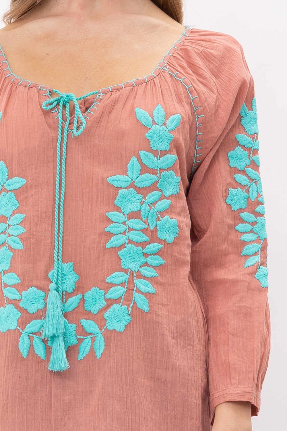 Norah Embroidered Tassel Top - Rajimports - Women's Clothing