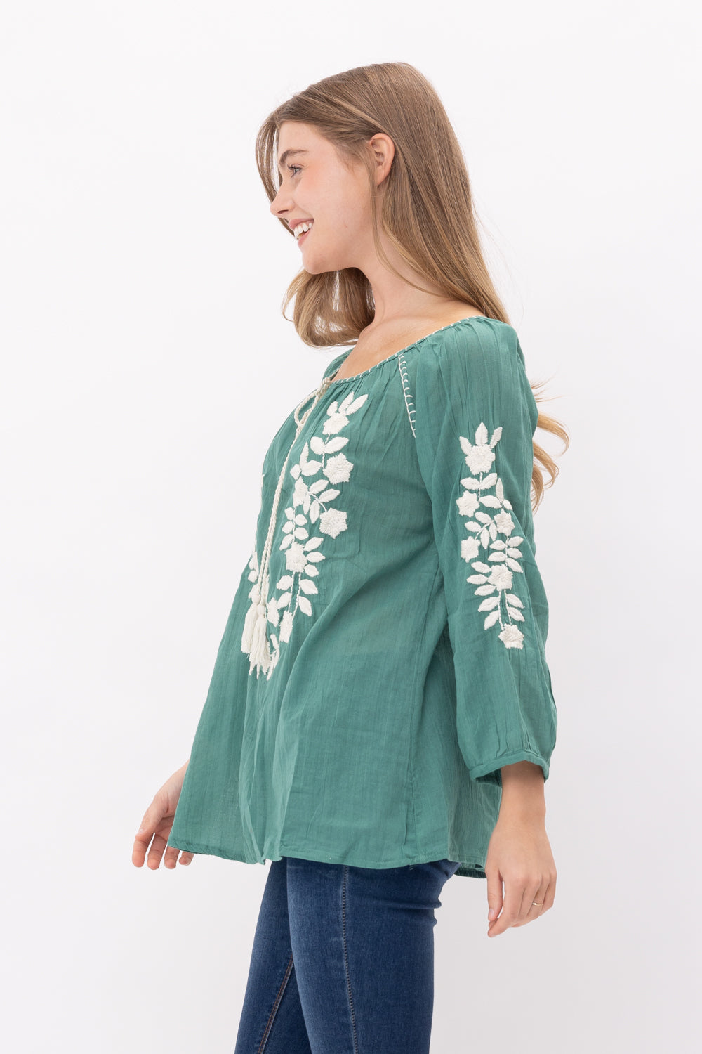 Norah Embroidered Tassel Top - Rajimports - Women's Clothing